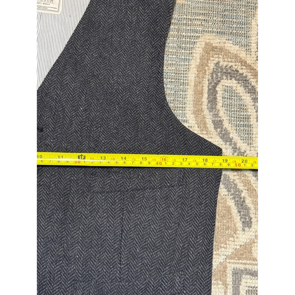 Merona Mens Medium Charcoal Grey Herringbone Wool Blend Suit Vest Waistcoat - Picture 5 of 7
